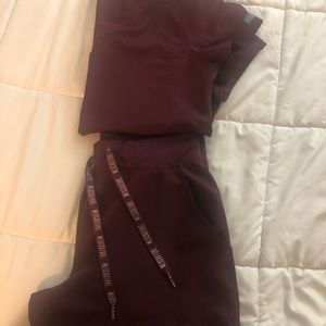 Med couture size small burgundy scrubs